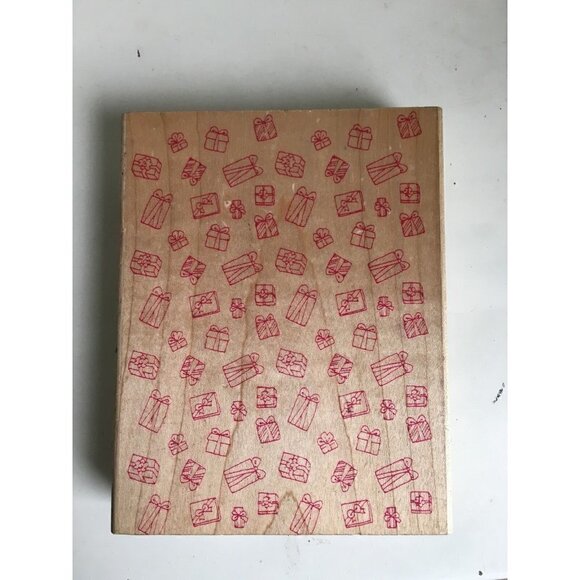 New Large Background Wood Rubber‎ Mounted Stamps Presents Holiday Cars - Picture 1 of 4